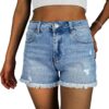 Womens High Waisted Stretchy Ripped Denim Shorts